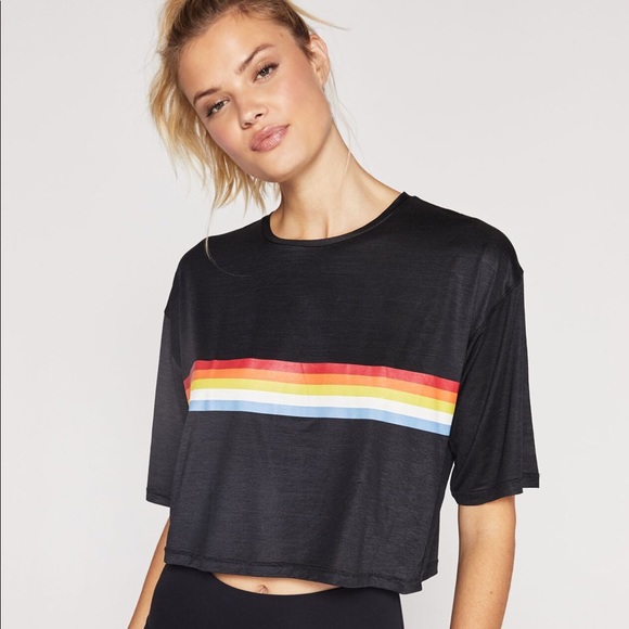 Spiritual Gangster Tops - Spiritual Gangster Rainbow Cropped Tee